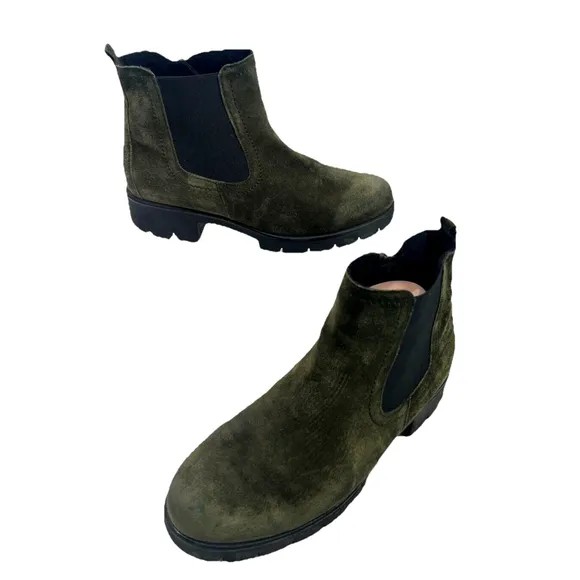 Gabor Womens Green Suede Chelsea Lug Ankle Boots Size 6 Dreamvelour