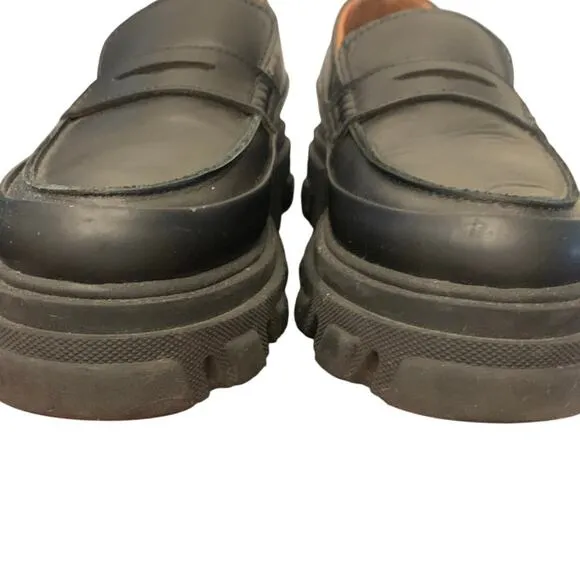 GANNI Leather Chunky Black Loafers sz 9