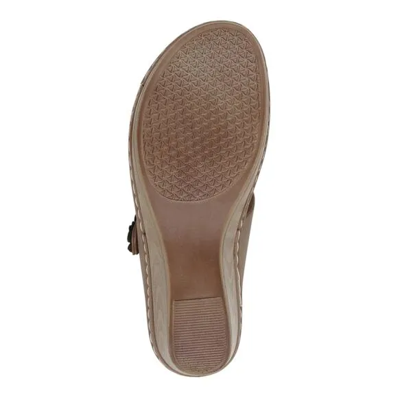 GC Shoes Women's Theresa Comfort Wedge Slide Sandals Bronze Size 8 1/2
