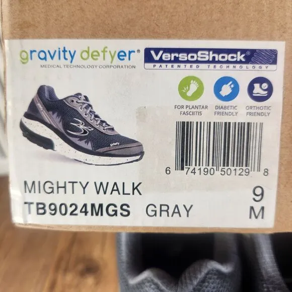 GDEFY Gravity Defyer Mighty Walk Men's 9 M Gray Athletic Walking Sneakers Shoes