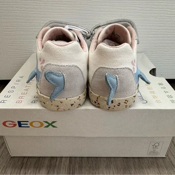 Geox Girls White Blue Whale Kilwi Sneakers US8/150mm