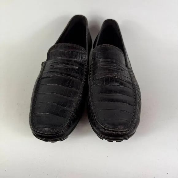 Geox Moccasins Men's 9.5 Black Leather Slip-On Low Top Casual Penny Loafers