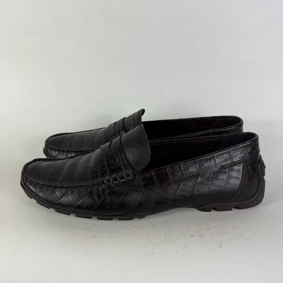 Geox Moccasins Men's 9.5 Black Leather Slip-On Low Top Casual Penny Loafers