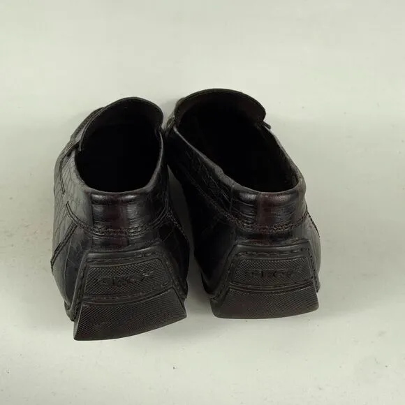 Geox Moccasins Men's 9.5 Black Leather Slip-On Low Top Casual Penny Loafers