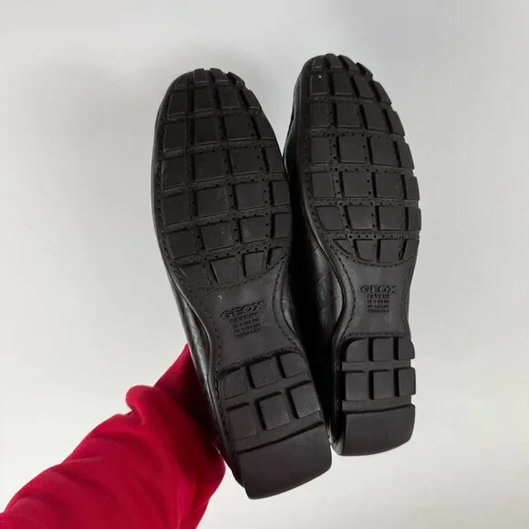 Geox Moccasins Men's 9.5 Black Leather Slip-On Low Top Casual Penny Loafers