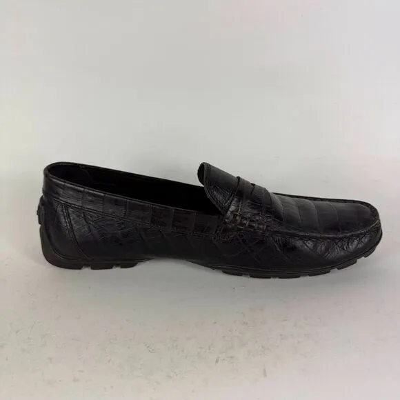 Geox Moccasins Men's 9.5 Black Leather Slip-On Low Top Casual Penny Loafers