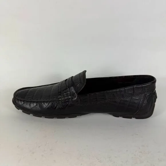 Geox Moccasins Men's 9.5 Black Leather Slip-On Low Top Casual Penny Loafers