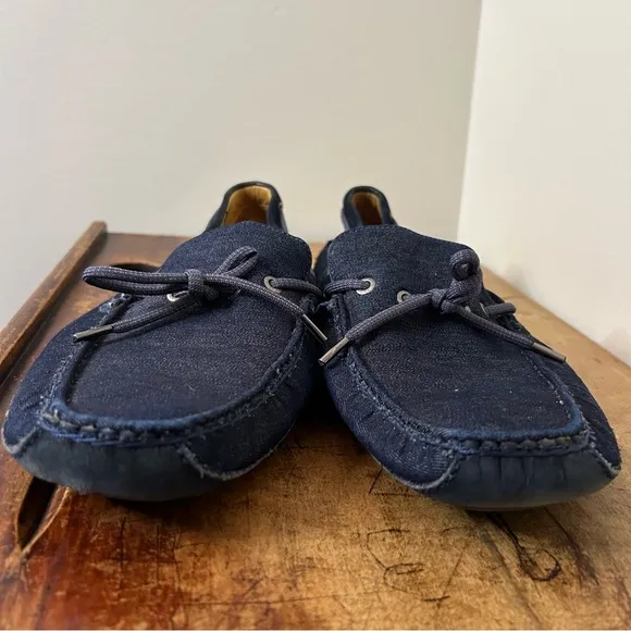 G.H. Bass &amp; Co. men's sz 12 denim &amp; leather moc drivers loafers, GUC