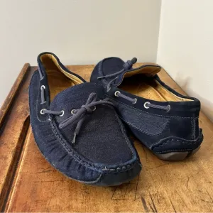 G.H. Bass &amp; Co. men's sz 12 denim &amp; leather moc drivers loafers, GUC