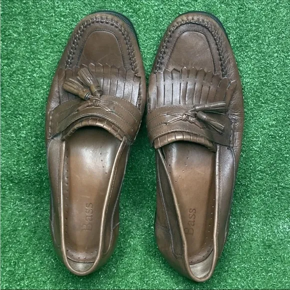 GH Bass Brown Leather Slip On Courier Kiltie Tassel Loafers Men’s Size 11.5 M