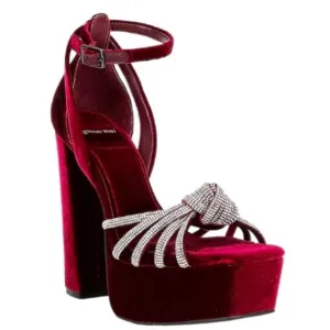 Gianni Bini Anissa Velvet Rhinestone Knot Platform Dress Sandals