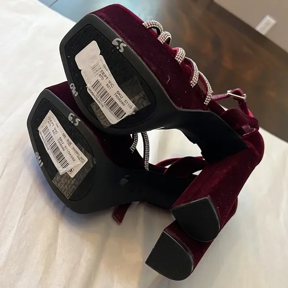 Gianni Bini Anissa Velvet Rhinestone Knot Platform Dress Sandals