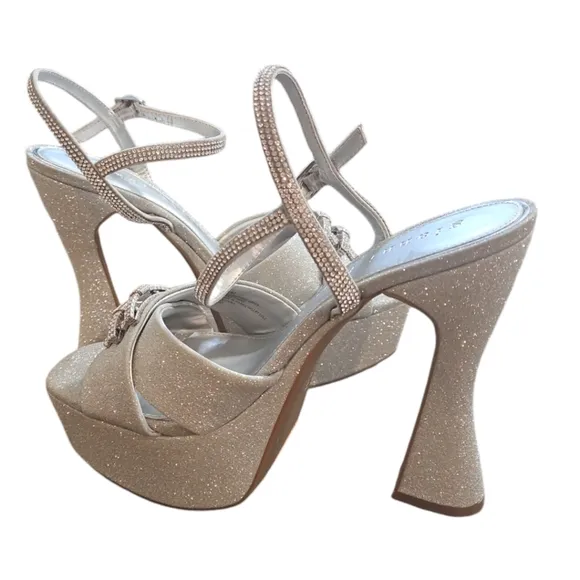 Gianni Bini Dempsey Glitter Rhinestone Bow Platform Sandals