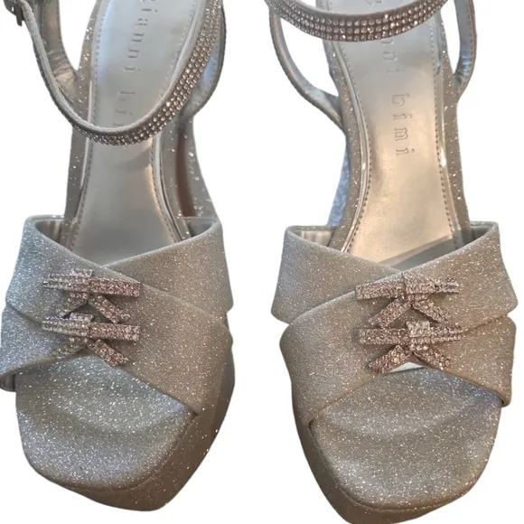 Gianni Bini Dempsey Glitter Rhinestone Bow Platform Sandals
