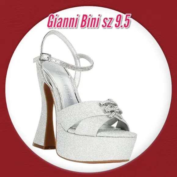 Gianni Bini Dempsey Glitter Rhinestone Bow Platform Sandals