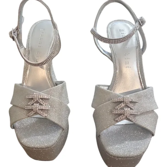 Gianni Bini Dempsey Glitter Rhinestone Bow Platform Sandals