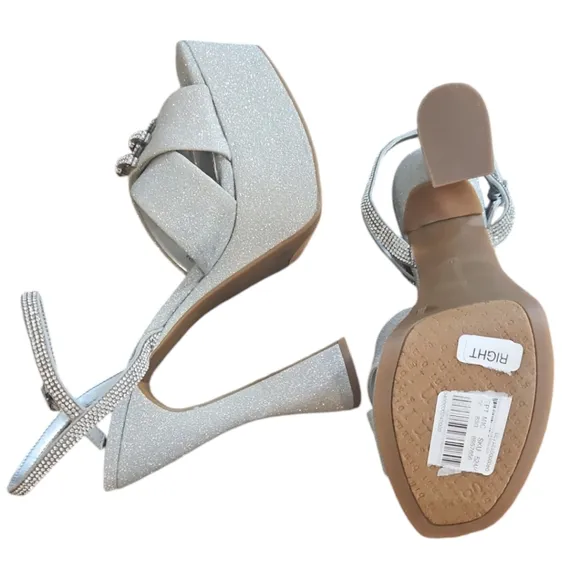 Gianni Bini Dempsey Glitter Rhinestone Bow Platform Sandals