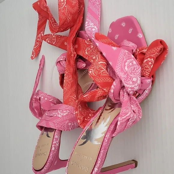 Gianni Bini x DANNIJO Misch Bandana Colorblock Ankle Wrap Sandals SZ7.5