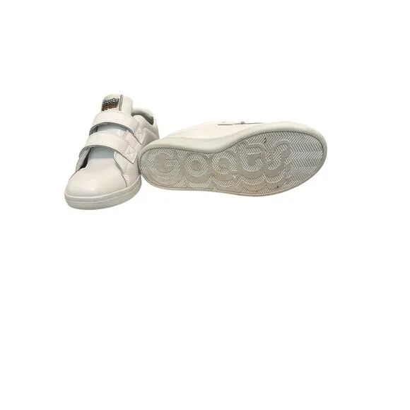 Goats Sneakers Sz 7 Mens White Blue Low Tops Leather Upper Easy On Off