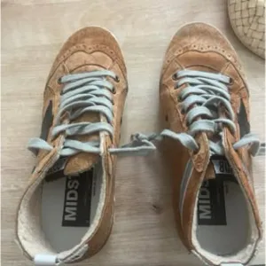Golden Goose Brown and Green Sneakers with Suede Upper