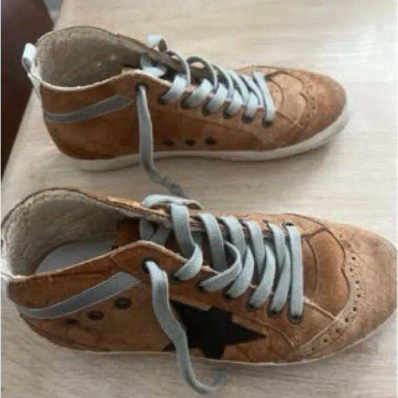 Golden Goose Brown and Green Sneakers with Suede Upper
