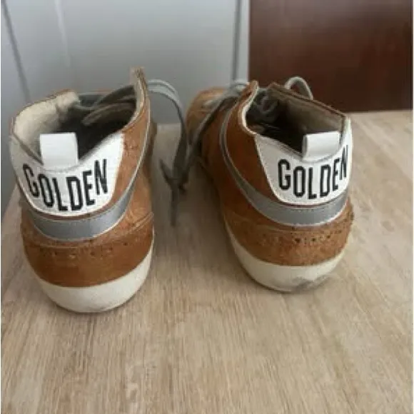 Golden Goose Brown and Green Sneakers with Suede Upper