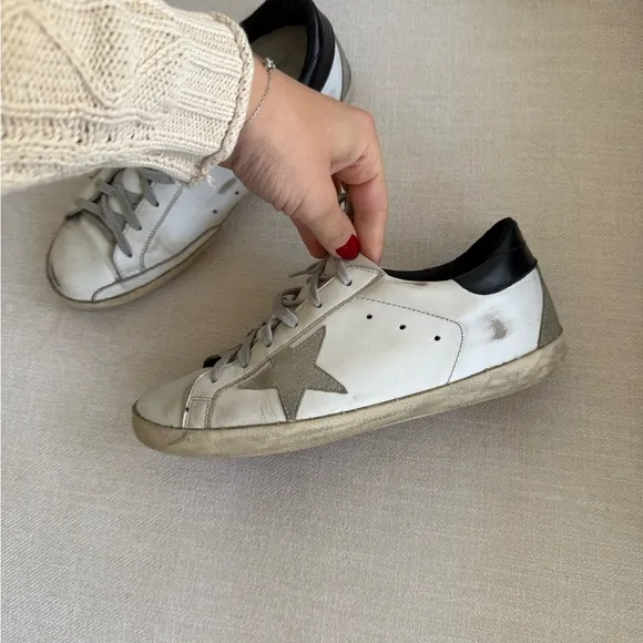 Golden Goose White and Black Sneakers Minimalist Design