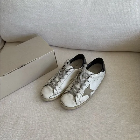 Golden Goose White and Black Sneakers Minimalist Design