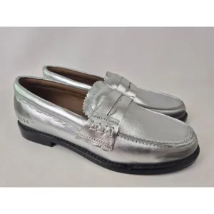 Golden Goose Women's Metallic Silver Jerry Leather Loafers Size 38