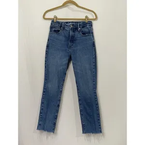 Good American Womens Good Classic High Rise Jeans Raw Hem Size 4 Waist 27