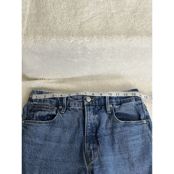 Good American Womens Good Classic High Rise Jeans Raw Hem Size 4 Waist 27