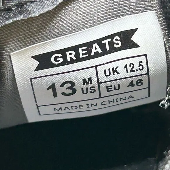 Greats Brooklyn The Wythe Men's‎ Size 13 Black Grey Sneakers Shoes Casual./