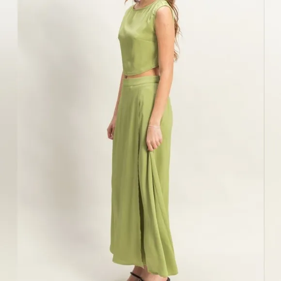 Green Two-Piece Maxi Skirt and Top Set