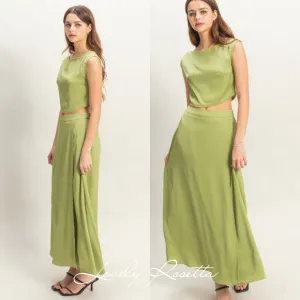 Green Two-Piece Maxi Skirt and Top Set