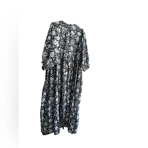 GUADALUPE TUCKERNUCK 100% Cotton Black and White Floral Women's Dress Size L