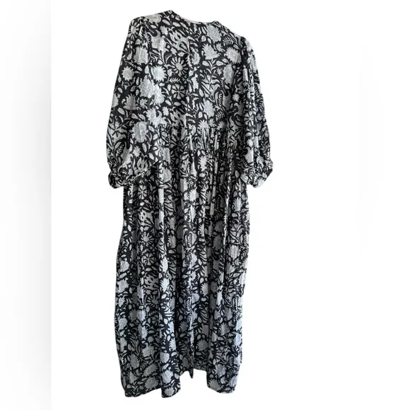 GUADALUPE TUCKERNUCK 100% Cotton Black and White Floral Women's Dress Size L