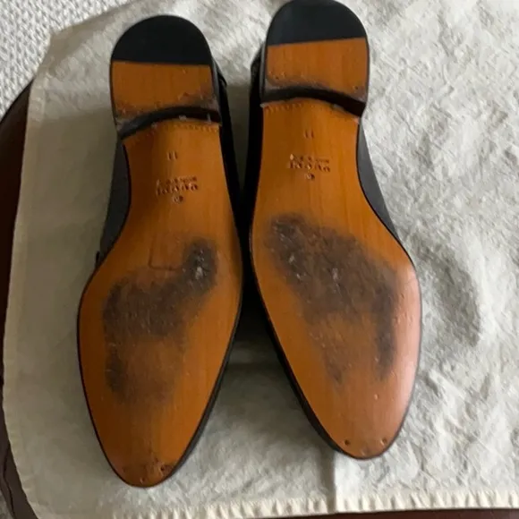 Gucci Black Leather Loafers with Silver Accents