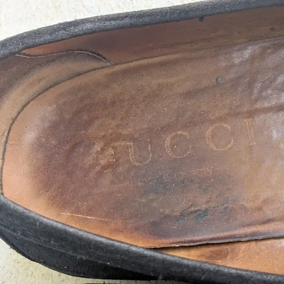Gucci Horsebit Loafers Black Suede Men 10 Rubber