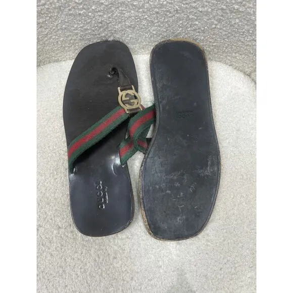 Gucci Web Strap Logo Sandals - Size 5.5