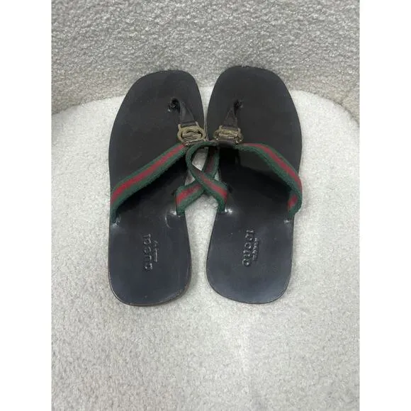 Gucci Web Strap Logo Sandals - Size 5.5