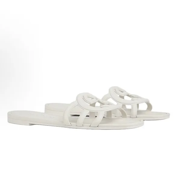 Gucci White Iconic GG Slide Sandals