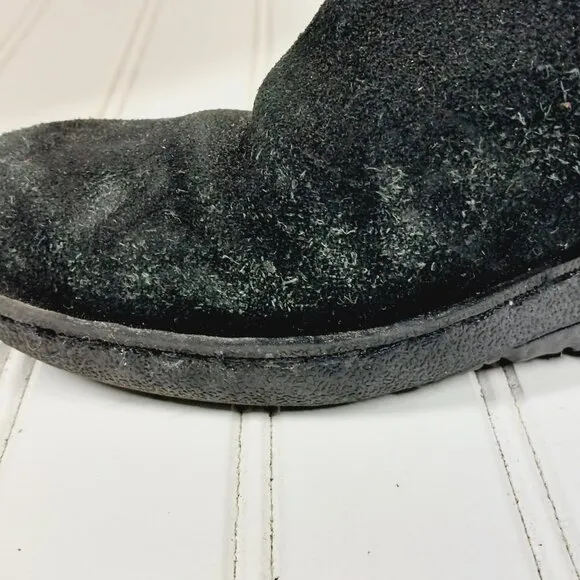 Guess Black Suede Leather Fur Winter Wedge Heel Riding Grip Sole Boots C267