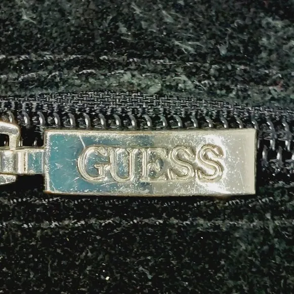 Guess Black Suede Leather Fur Winter Wedge Heel Riding Grip Sole Boots C267
