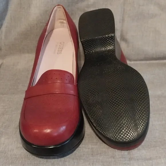 Guess by Marciano Red Leather Vintage Y2K Platform Loafers