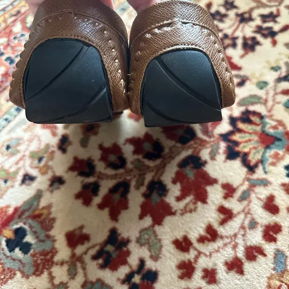Guess Tan Leather Slip-On Loafers with Metal Accent