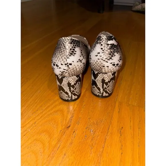 Halogen Women's Python Print Leather Heeled Loafers Size 7.5