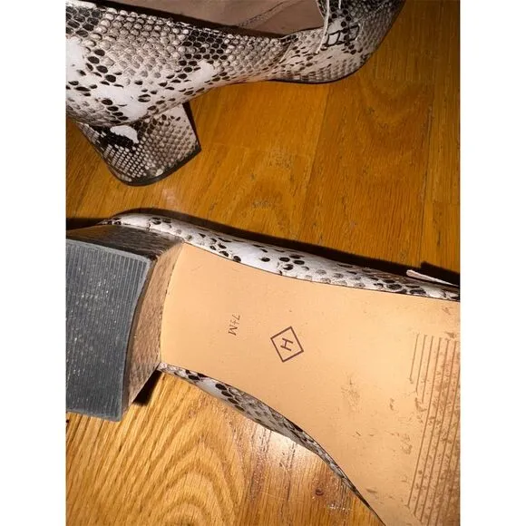 Halogen Women's Python Print Leather Heeled Loafers Size 7.5