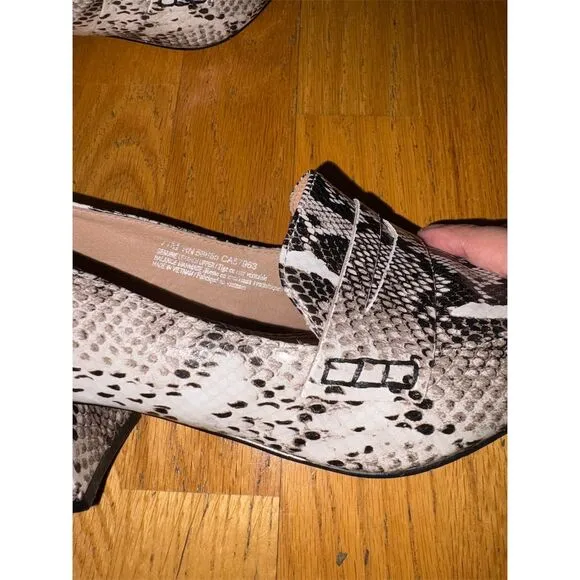 Halogen Women's Python Print Leather Heeled Loafers Size 7.5