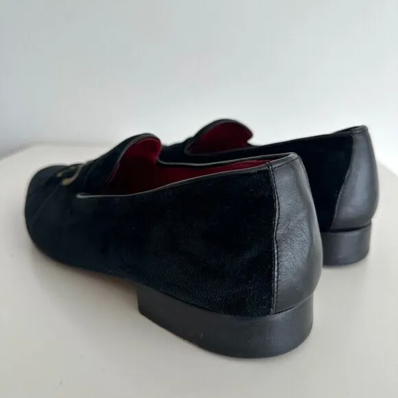 Hand Made Velvet Loafers Mens 44 Velour Leather Slippers Embroidery
