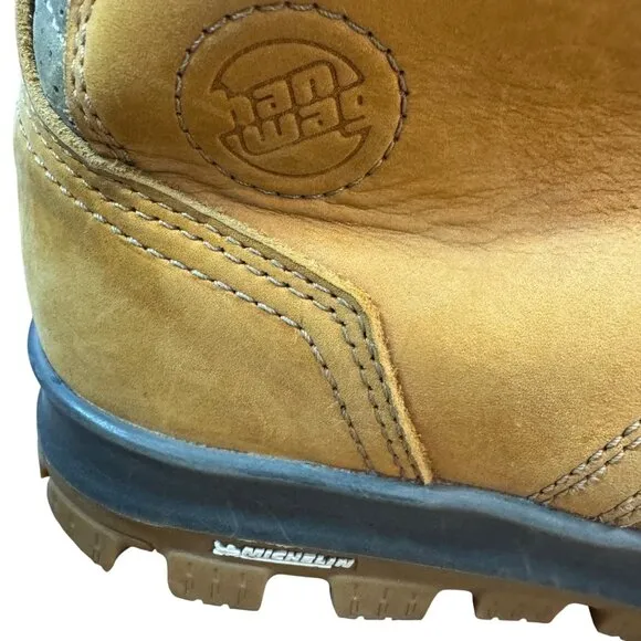 Hanwag Men's Leather Hiking Boots Size 9.5 US Michelin Sole Padded Collar.